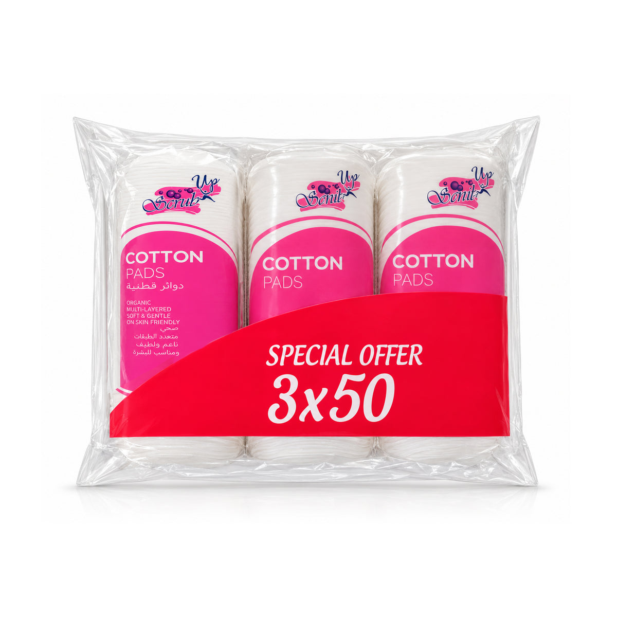 Scrub Up Cotton Pads – Special Offer 3 × 50 Pads, 150 Pads Total
