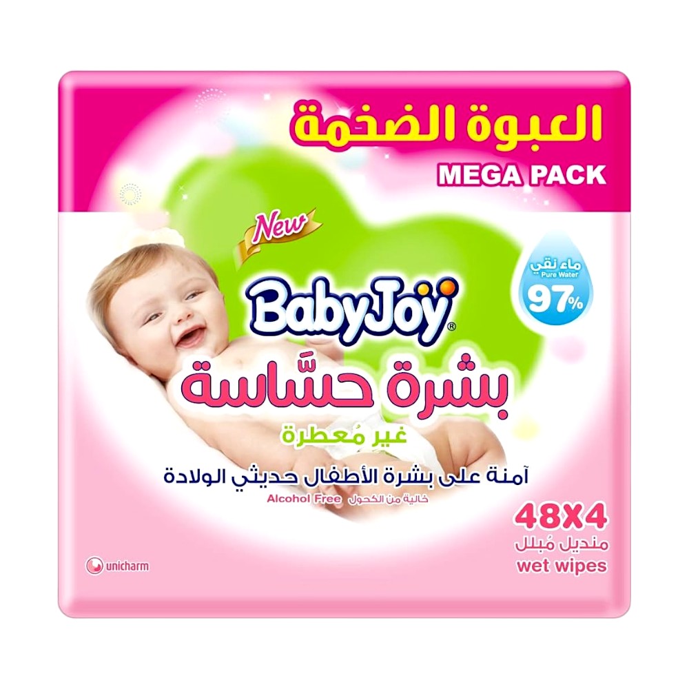 بيبي جوي مناديل مبللة غير معطرة للأطفال حديثي الولادة - 48x4 منديل