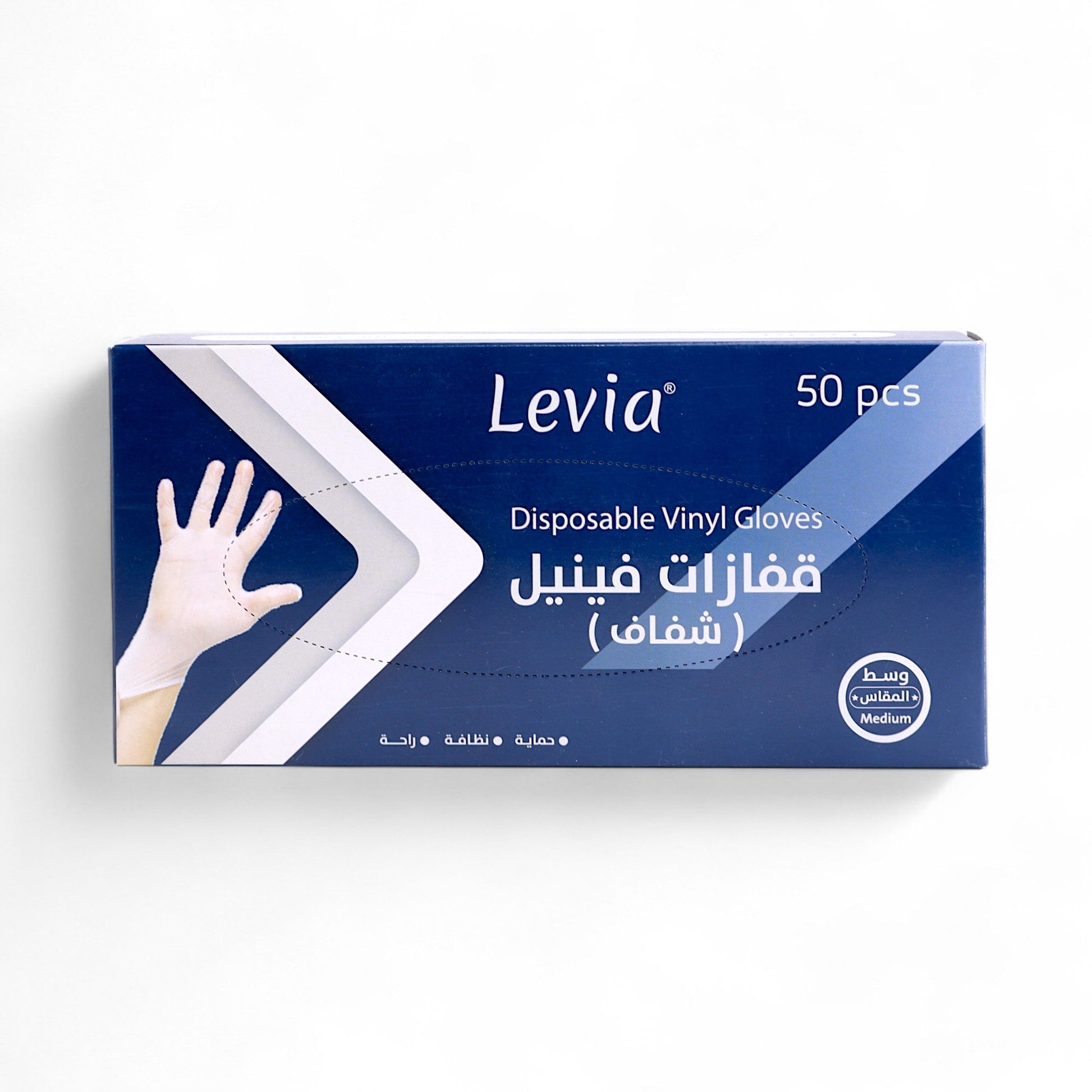 ليفيا قفازات فينيل شفاف (وسط) - 50 قفاز