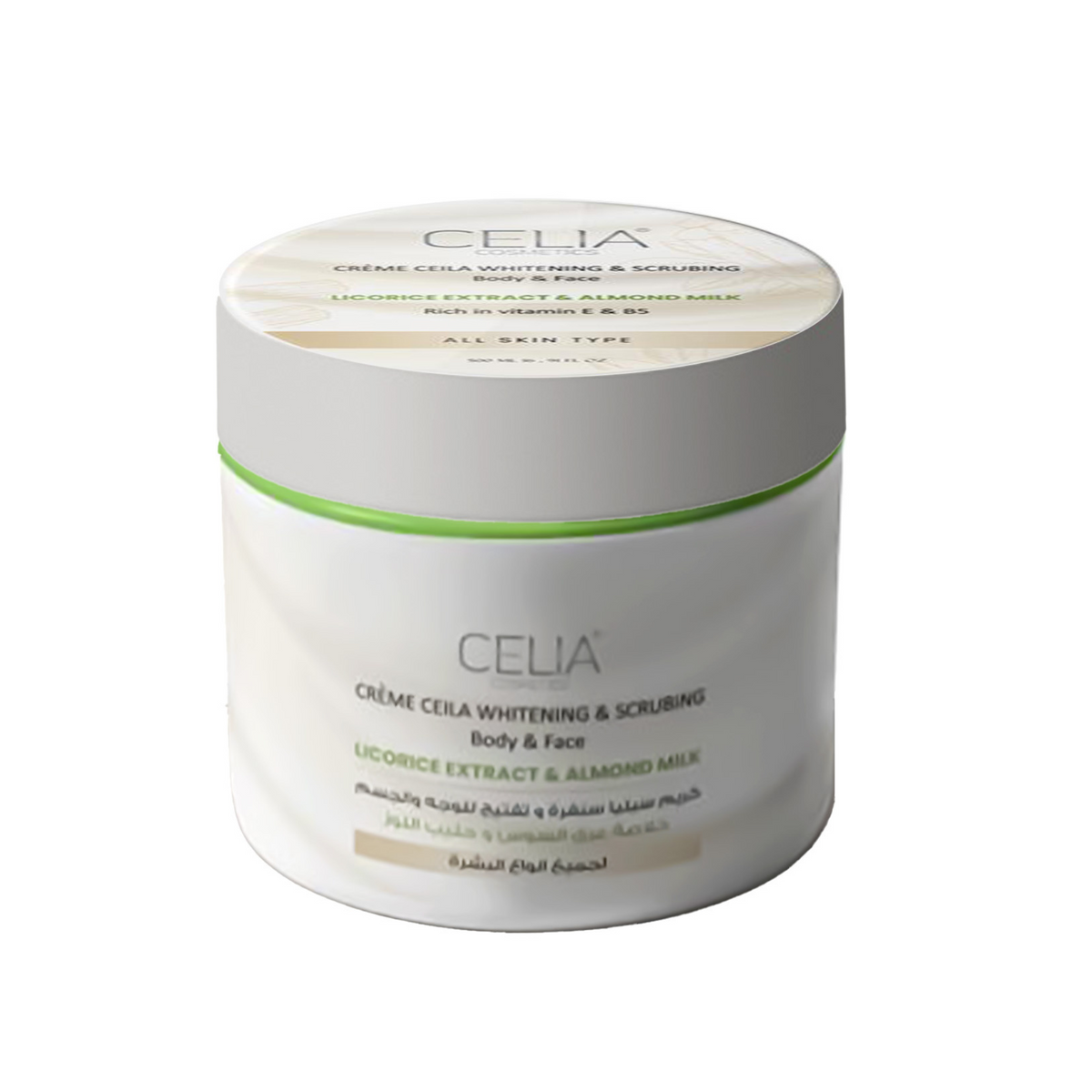 Celia cream scrub to lighten the face and body with licorice for all skin types - 500 ml
