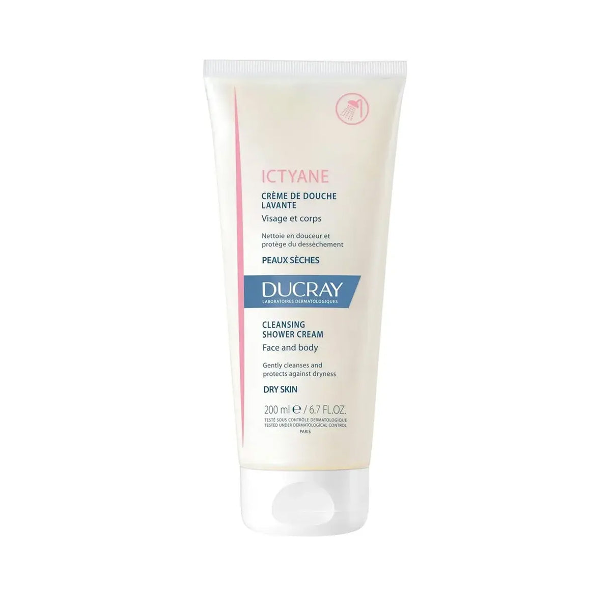 دوكراي اكتيان كريم استحمام منظف للوجه والجسم للبشرة الجافة - 200 مل