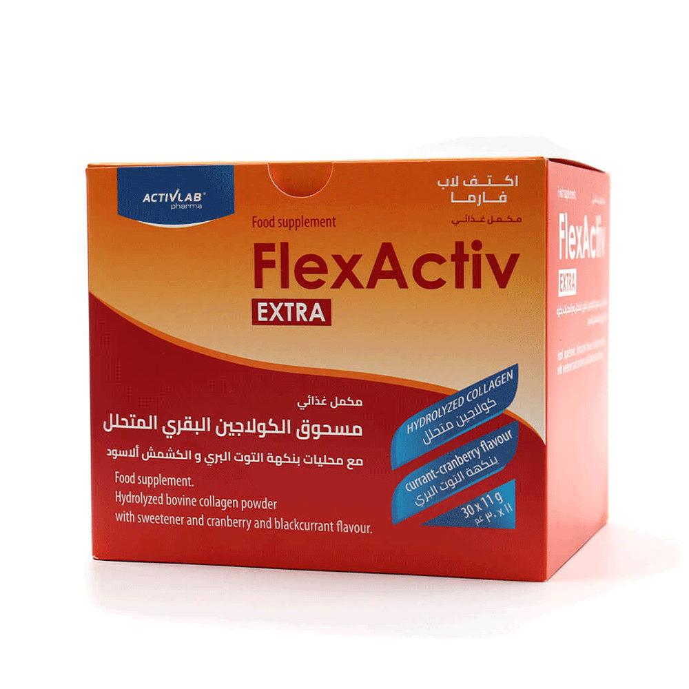 اكتف لاب فارما مكمل غذائي مسحوق الكولاجين البقري المتحلل بنكهة التوت البري-30 كيس - 11 جرام