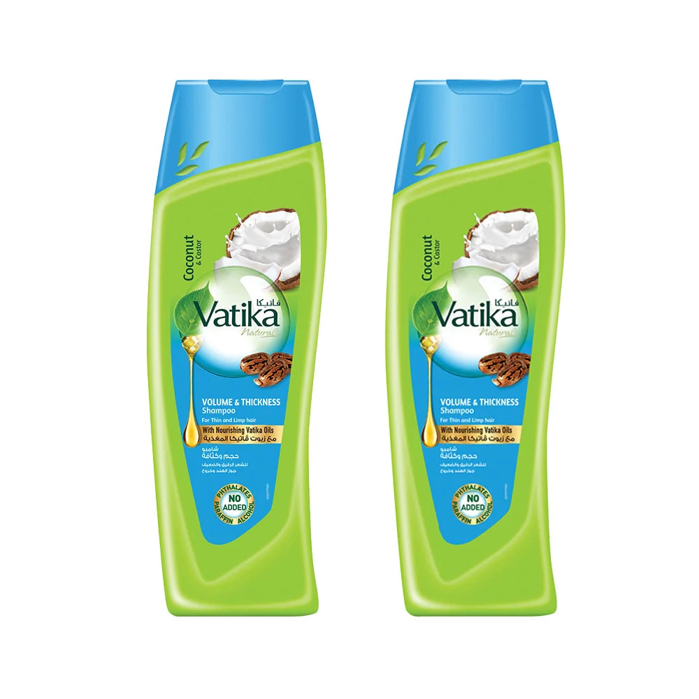 Vatika Naturals Coconut & Castor Oil Hair Thickening Shampoo - 350×2ml