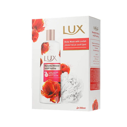 لوكس غسول جسم عطري رومانسية الكركدية مع ليفة 250 مل
