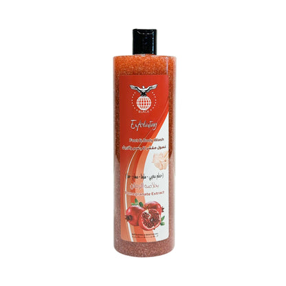 Black exfoliating body and leg wash with pomegranate extract, rejuvenating and moisturizing the skin - 1200 ml