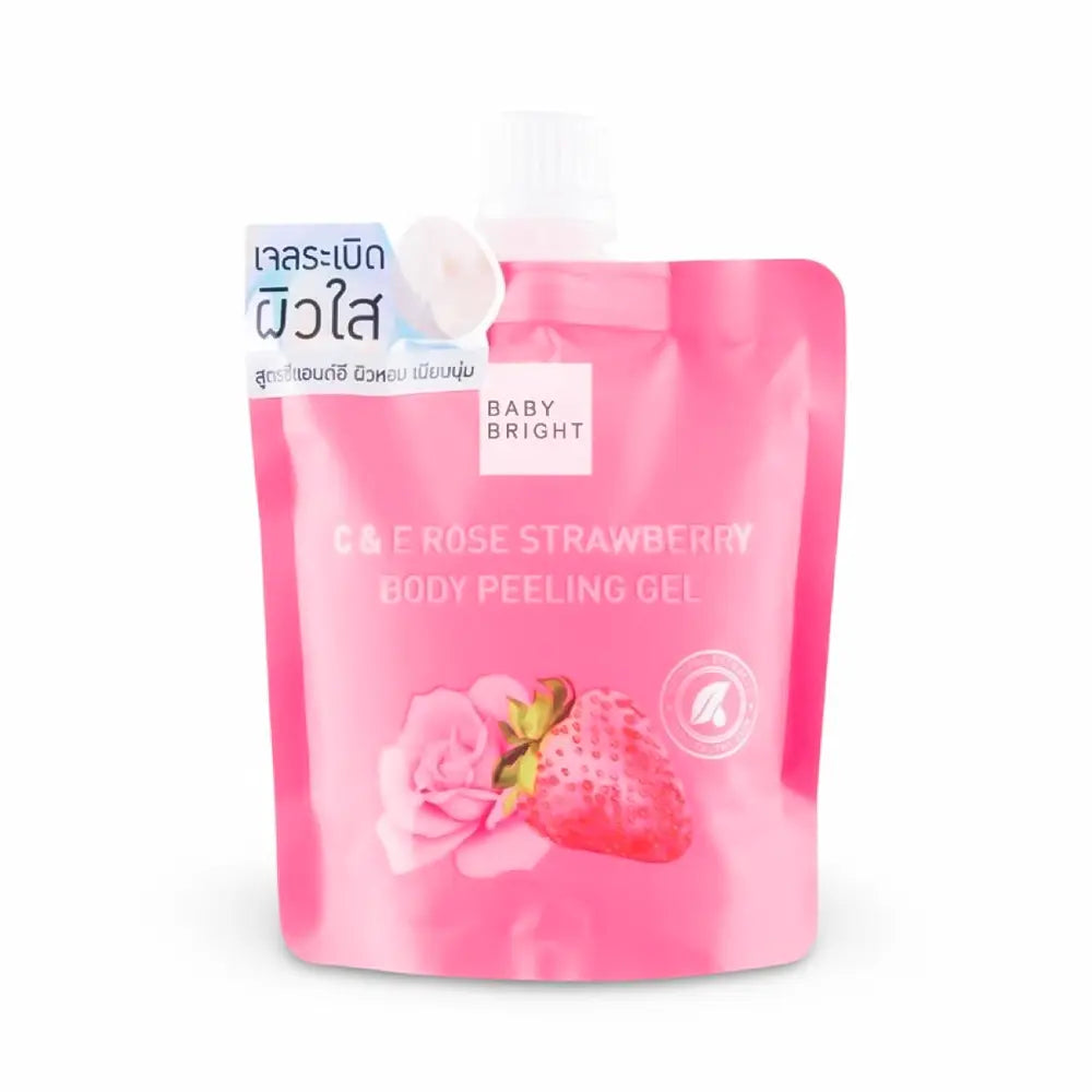 بيبي برايت جل مقشر بفيتامين سي بالورد والفراولة للجسم – 200 مل