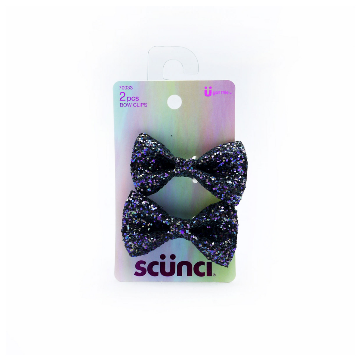 Scunci Black Glitter Bow Clips 2 Pieces