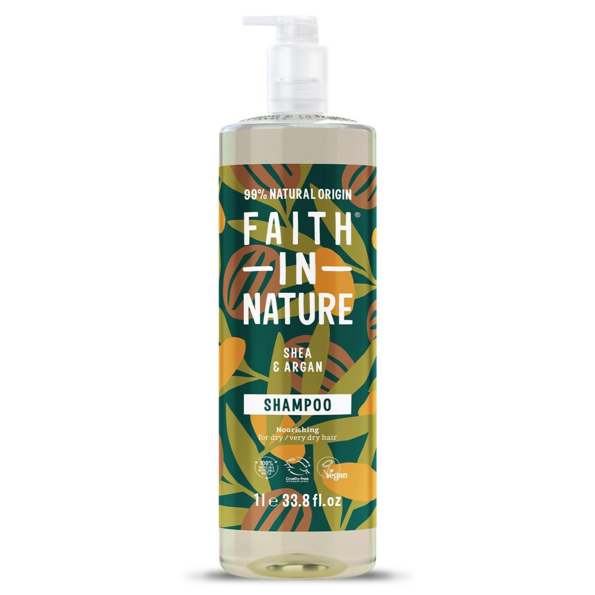 Faith in Nature Shampoo for Dry and Very Dry Hair with Shea and Argan - 1000 ml
