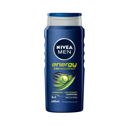 NIVEA MEN Energy 3in1 Shower Gel with Mint Extract – 24H Fresh Effect – 400 ml.