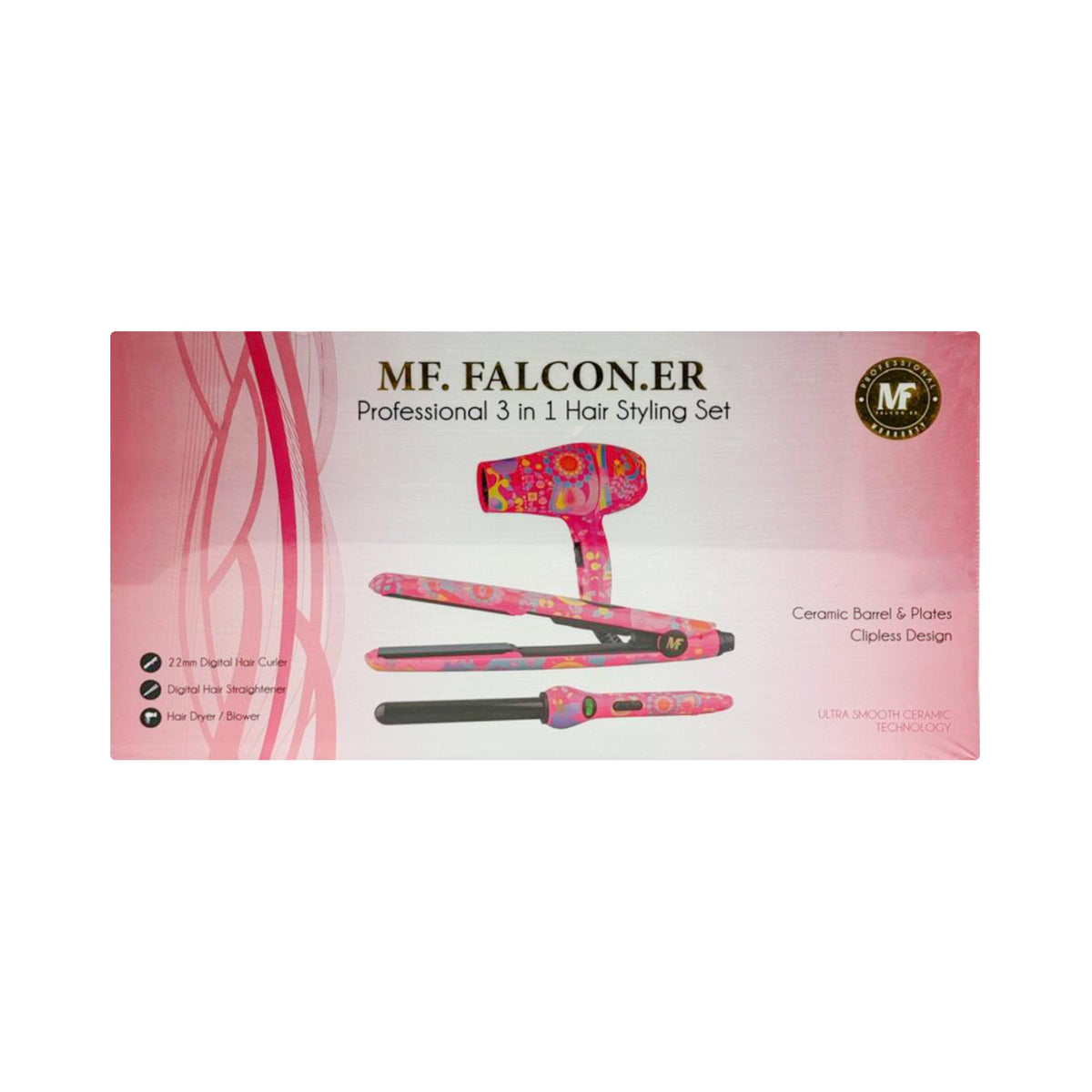 MF Falconer 3 in 1 hair styling kit pink – 22mm