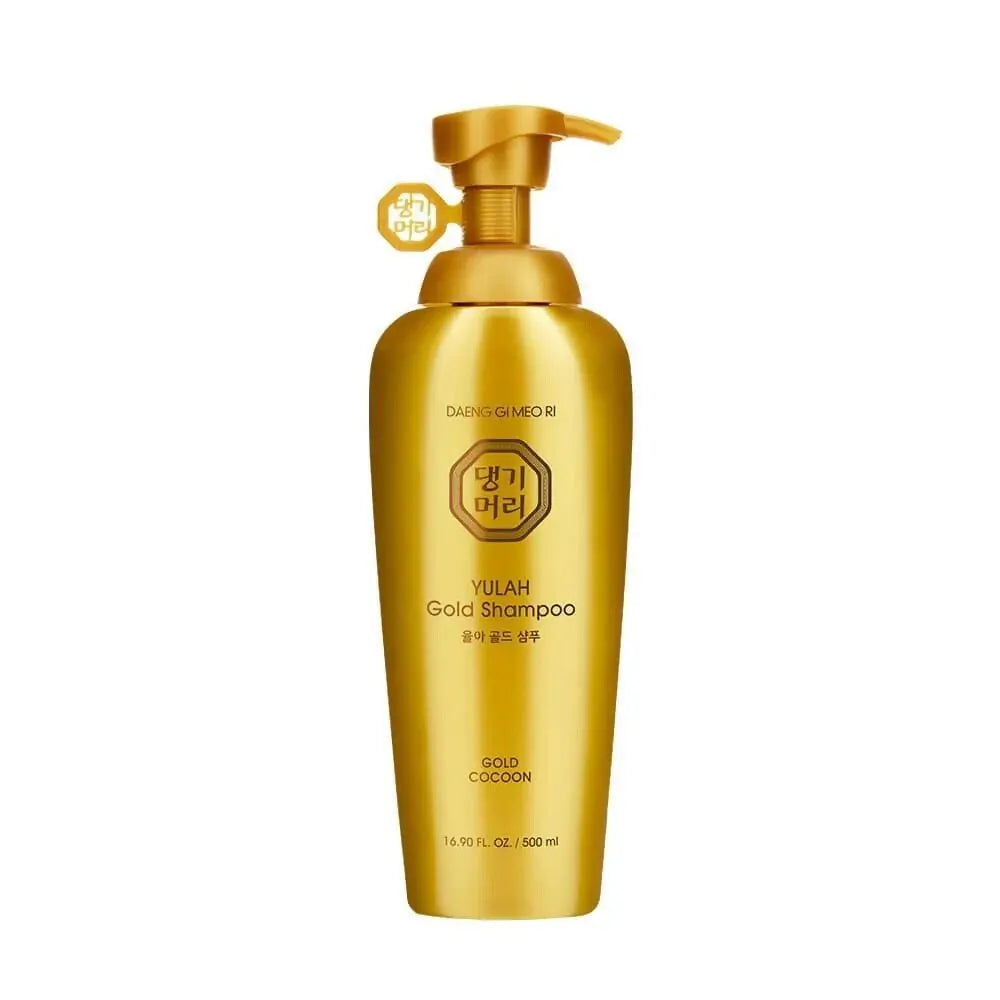 Gold shampoo bottle