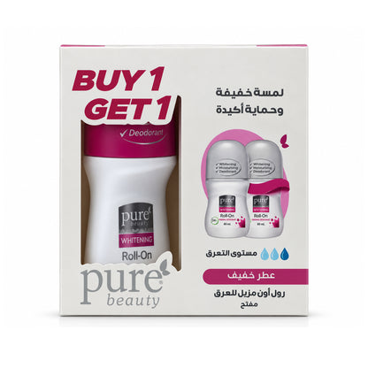 بيور بيوتي رول أون مزيل عرق ومفتح بعطر خفيف (عرض 1+1) - 60 مل*2
