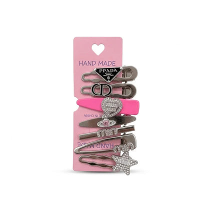 Silver Pink Hair Clips