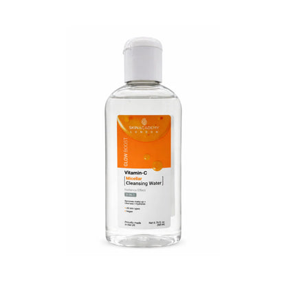 Skin Academy London Glow Boost Vitamin-C micellar cleansing water 200ml for radiance effect and makeup removal